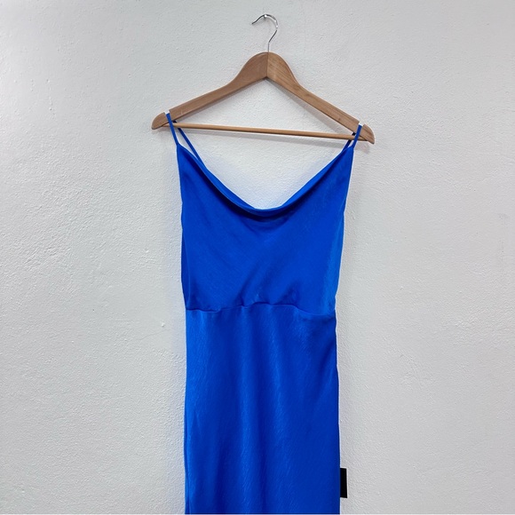 Lulu Satin Cowl Neck Maxi Dress in Blue Size Extra Large XL - Picture 3 of 7